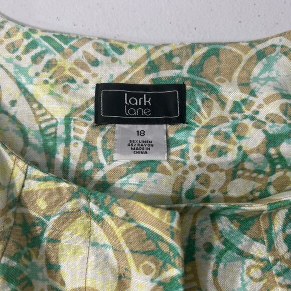 Lark Lane Blouse Womens 18 Multi Linen Blend Preppy Office Siren Career Work - Picture 6 of 9